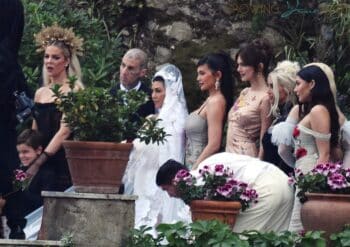 family photo kourtney kardashian and travis barker wedding
