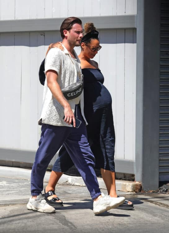 A very pregnant Leona Lewis visits a clinic after lunch with husband Dennis Jauch