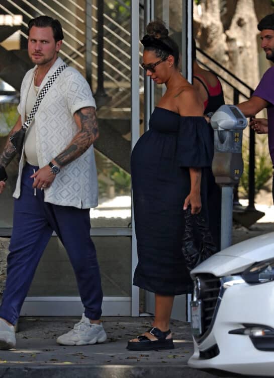 A very pregnant Leona Lewis visits a clinic after lunch with husband Dennis Jauch