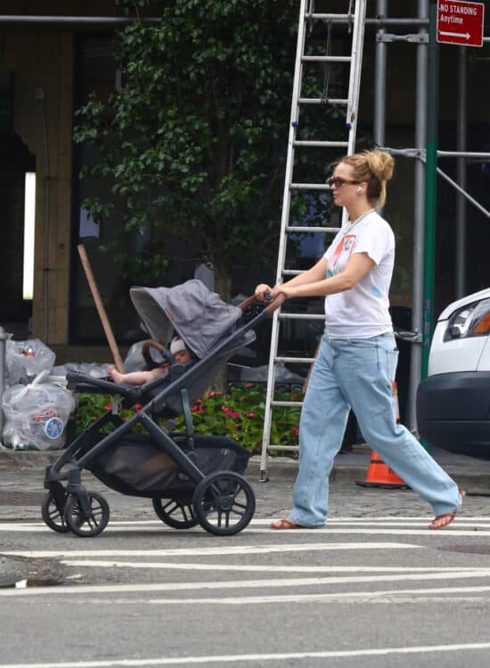 Jennifer Lawrence takes her newborn for a stroll through manhattan