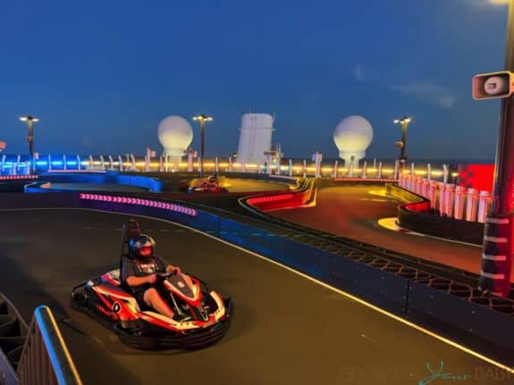 Go Kart Racing On Norwegian Joy at night