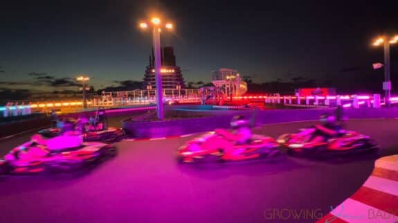 Go Kart Racing On Norwegian Joy at night