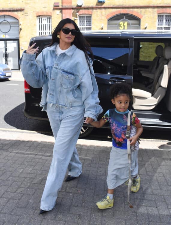 Kylie Jenner and her mini me look picture perfect arriving for a Photoshoot in London