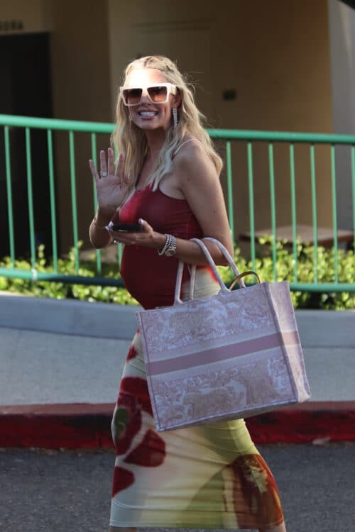 Pregnant Heather Rae El Moussa leaving the set of Selling Sunset