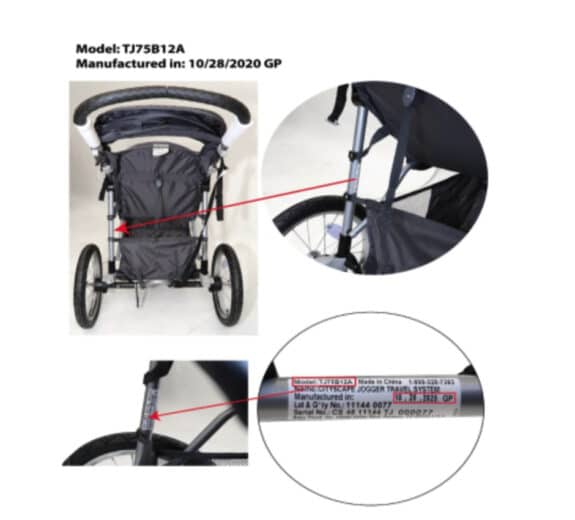 images of the strollers serial number location