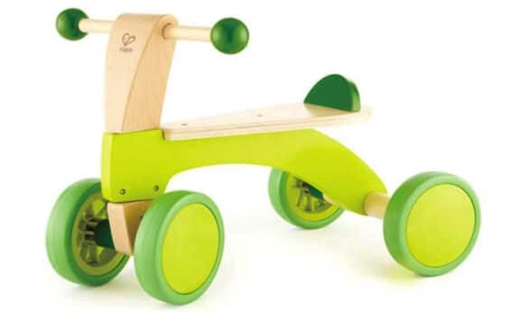 green wooden ride on for toddlers