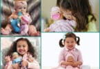 collage of pictures of kids holding baby dolls