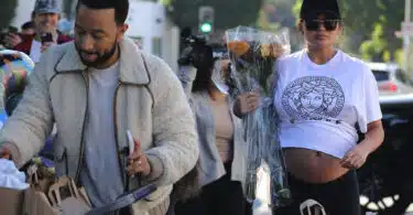 Pregnant Chrissy Teigen and John Legend prep for Thanksgiving with some grocery shopping in Beverly Hills la