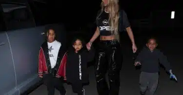 Kim Kardashian Takes The Kids Chicago, Saint and Psalm Out For Dinner In Calabasas