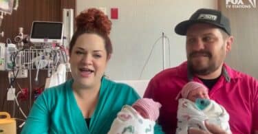 Kali Jo and Cliff Scott hold their newborn twins