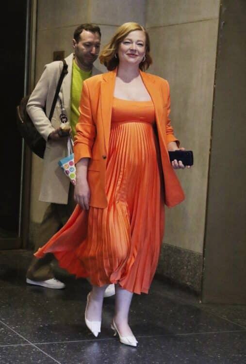 Pregnant Sarah Snook seen exiting NBCs Today Show