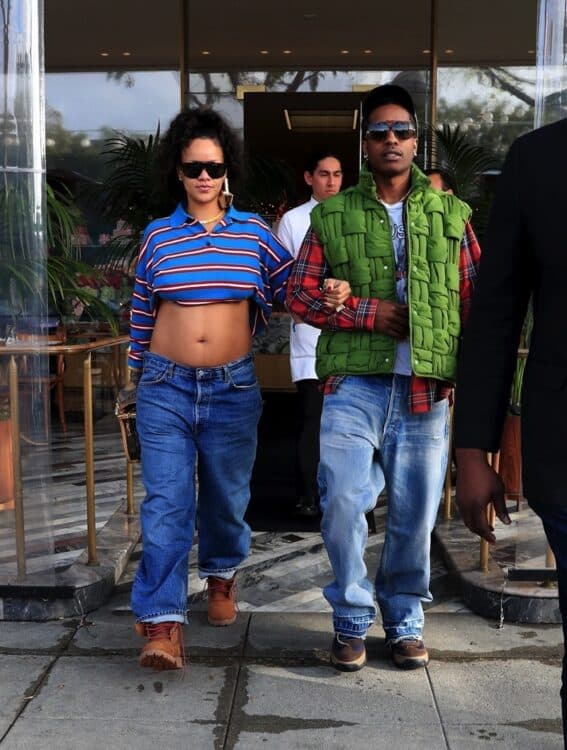 Rihanna shows off new belly bump after lunch with A$AP Rocky at Bottega Louie