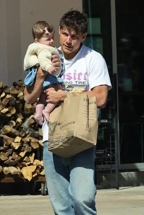 Riley Keough's husband Ben Smith-Petersen with their baby out in LA