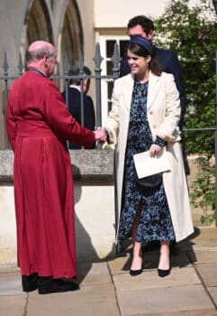 Pregnant Princess Eugenie and Jack Brooksbank leaving easter service at st george chapel 2023