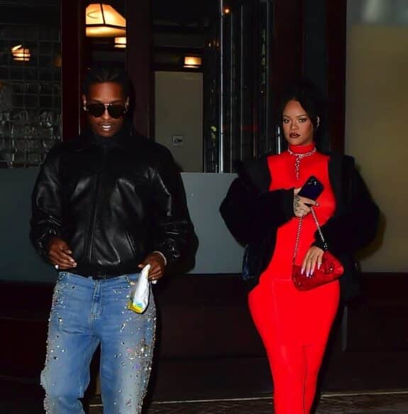 Pregnant Rihanna shines in stunning red outfit for Brooklyn party alongside boyfriend ASAP Rocky
