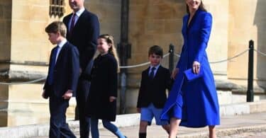 Prince William - Catherine - Kate Middleton - Prince George - Princess Charlotte - Prince Louis arrive for easter services at st georges chapel 2023