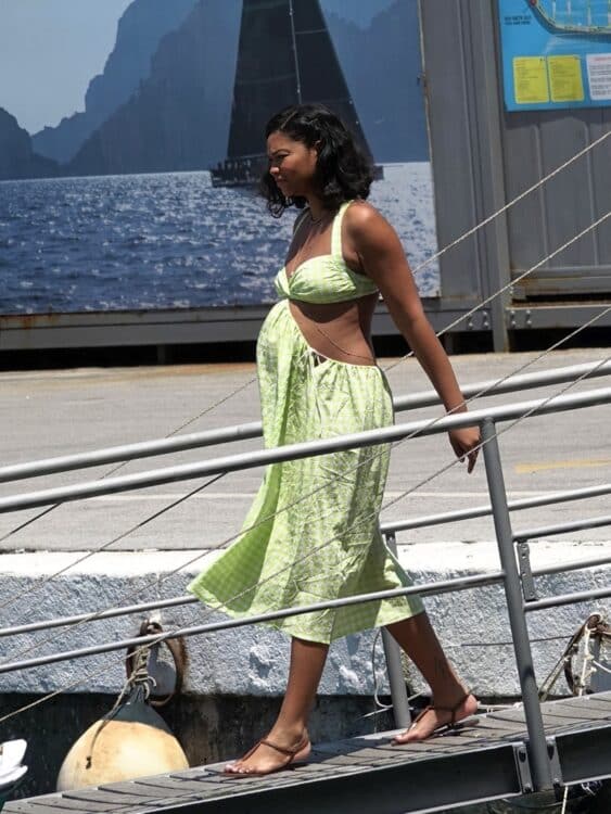 Pregnant Chanel Iman on a Boat in Capri