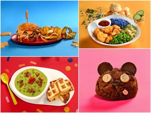 collage of food items to be offered minions cafe