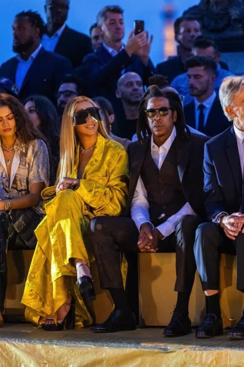 Jay z and beyonce Front row at the Louis Vuitton Menswear Spring-Summer 2024