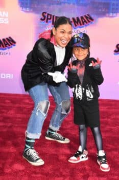 Jordin Sparks with son DJ at spiderman premiere