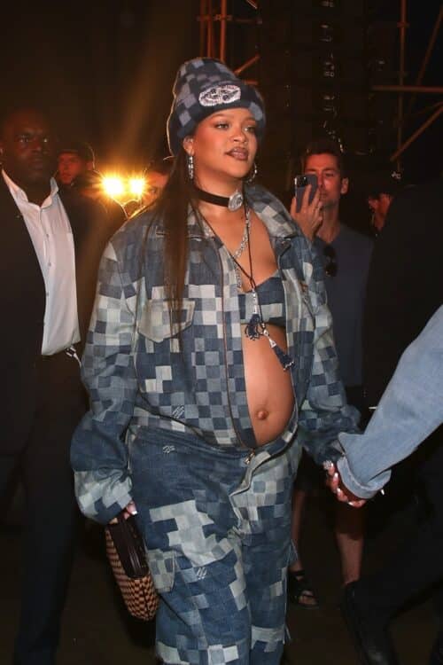 Pregnant Rihanna at Louis Vuitton Spring-Summer 2024 ready-to-wear mens fashion show in Paris