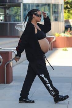 Rihanna leaves Pacific Design Center with her large baby bump