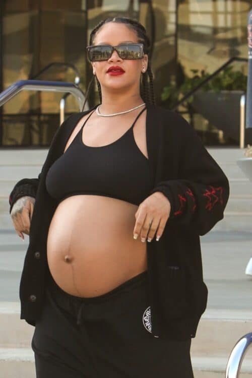 Rihanna leaves Pacific Design Center with her large baby bump