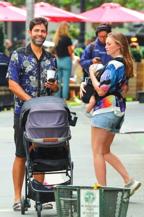 Adrian Grenier enjoys some family time with his wife Jordan and their baby Seiko