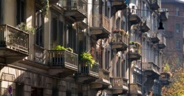 Italy, Turin, apartment balconies