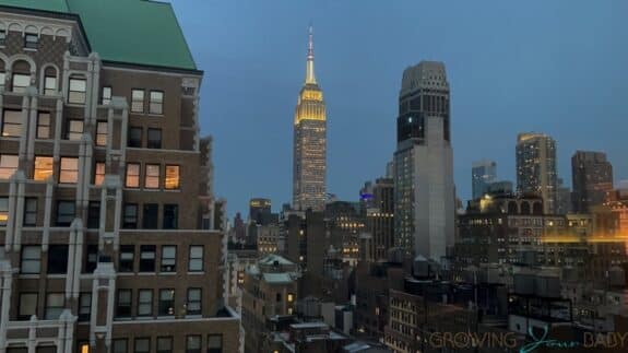 Room Tour - Hilton Doubletree Times Square south empire state building at night