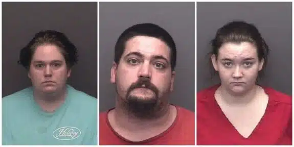 Angel Schonabaum, David Schonabaum, and Delaina Thurman, via Vanderburgh County Jail