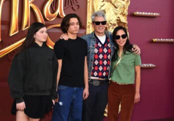 Arlo Clapp, Rocko Akira Clapp, Johnny Knoxville, Emily Ting at wonka prmeiere