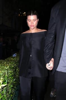 A pregnant Sofia Richie and hubby Elliot Grainge exit the Warner Music Grammy pre-party