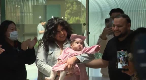 premature baby Ellyannah Lopez graduating from hospital