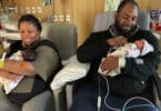 Angelia Tutt and husband Elliott McNeil holding their newborn twins