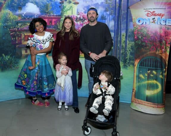 Stassi Schroeder and her husband Beau Clark with kids Messer and Hartford at Disney on Ice LA