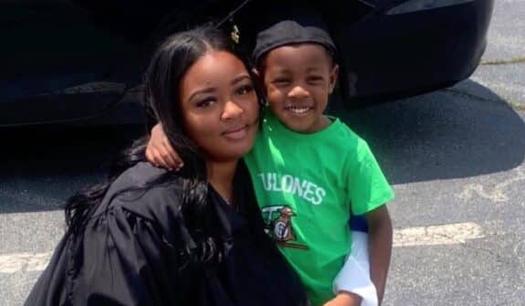 Adriana Smith with her son