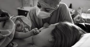 Mom and newborn baby