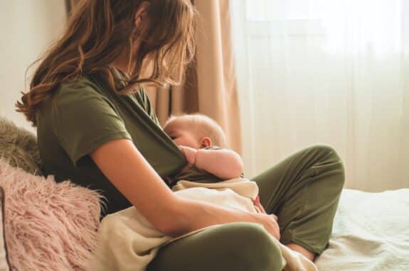 mom and breastfeeding baby