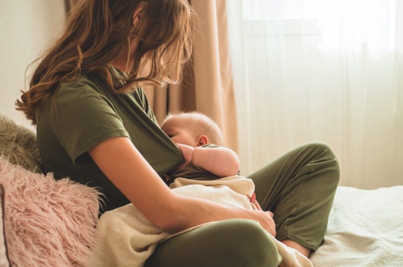 mom and breastfeeding baby