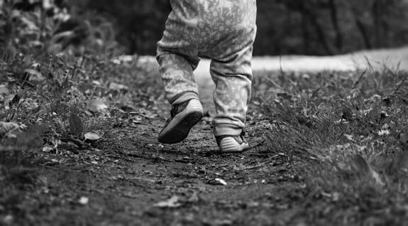 toddler walking away