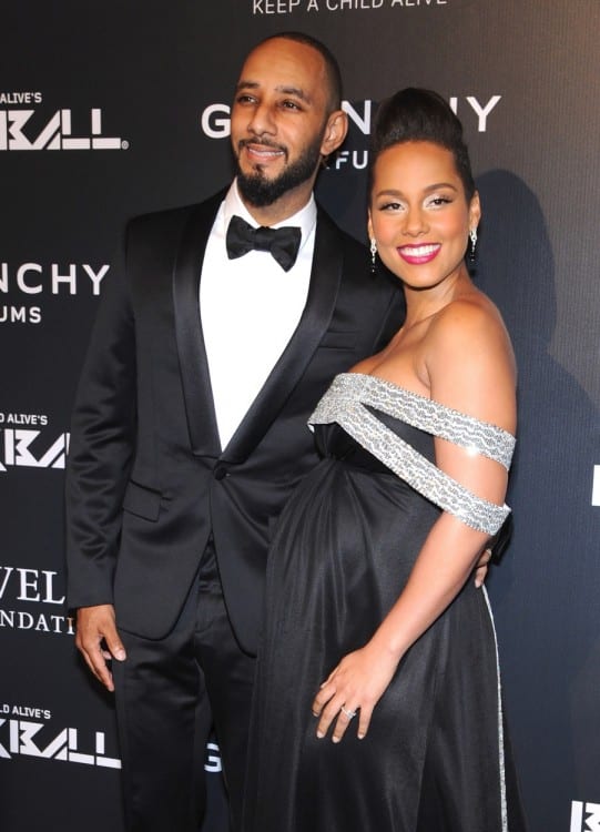 A pregnant Alicia Keys attends Keep A Child Alive's 11th Annual Black Ball with Swizz beatz in NYC