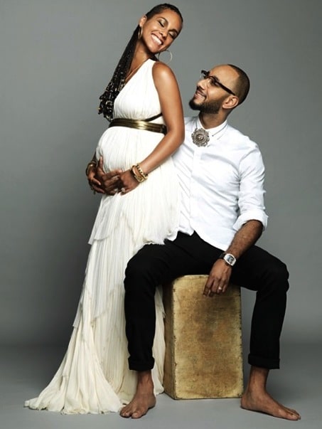 A pregnant Alicia Keys with husband Kasseem Dean(Swizz Beatz)