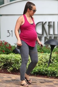 A very pregnant Ashley  Hebert out in Miami