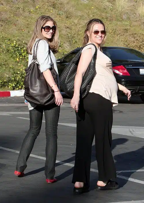Rebecca Gayheart and Charlie Sheen's wife Brooke Allen walk back to Brooke's car after having lunch at Cafe Med in Hollywood