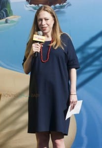 A very pregnant Chelsea Clinton speaks at Disney Junior Event NYC