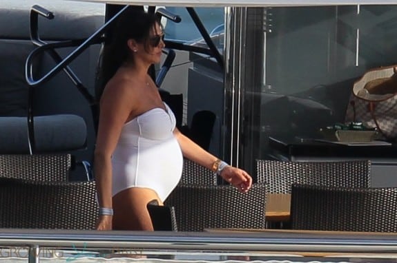 A very pregnant Lauren Silverman lounges on a Yacht in Saint Barts