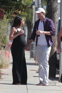 A very pregnant Mila Kunis & Ashton Kutcher out in LA