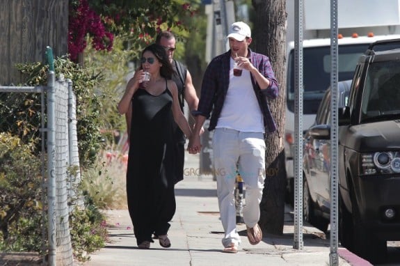 A very pregnant Mila Kunis and Ashton Kutcher out in LA