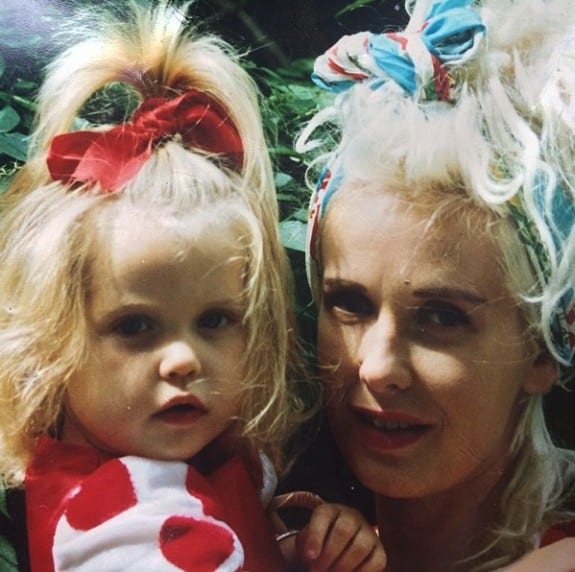 A young Peaches Geldof with mother Paula Yates
